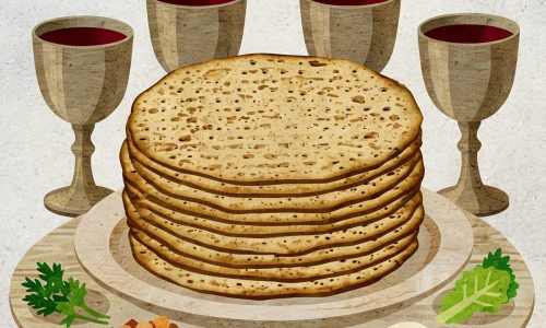 Matza and cups of wine Pesah