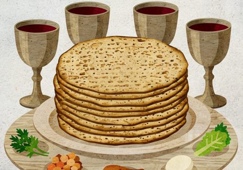 Matza and cups of wine Pesah