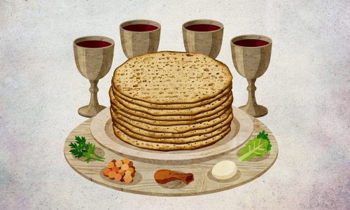 Matza and cups of wine Pesah