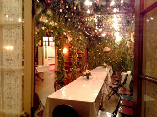 Our unique indoor Elias Room Succah, beautifully decorated by the Sisterhood